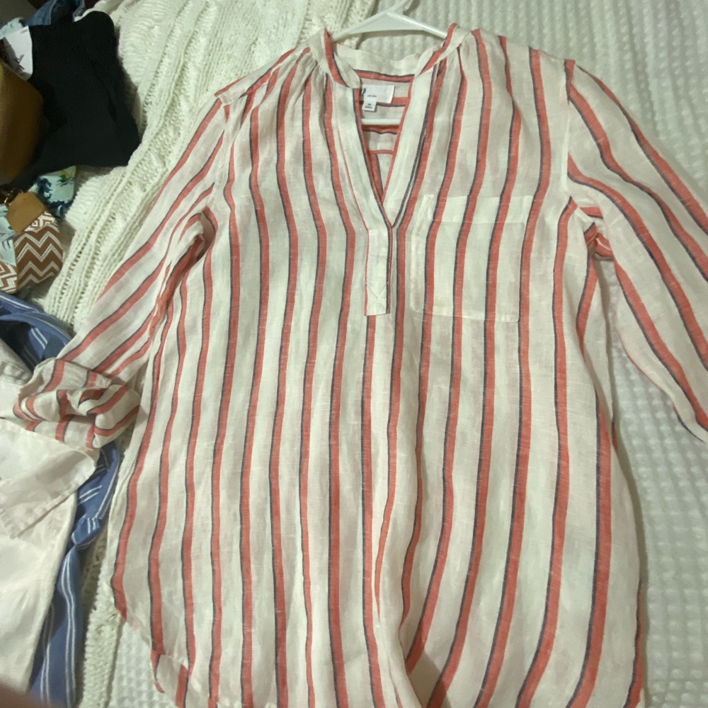 Striped Red and White Blouse